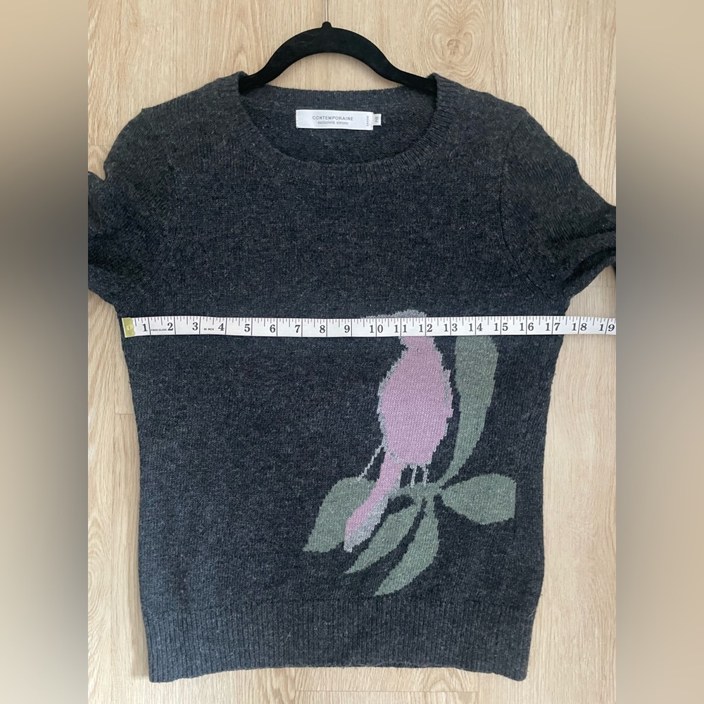 Gray Bird Sweater S Cottagecore Cozy Academia Soft Girl Knit - Picture 7 of 11